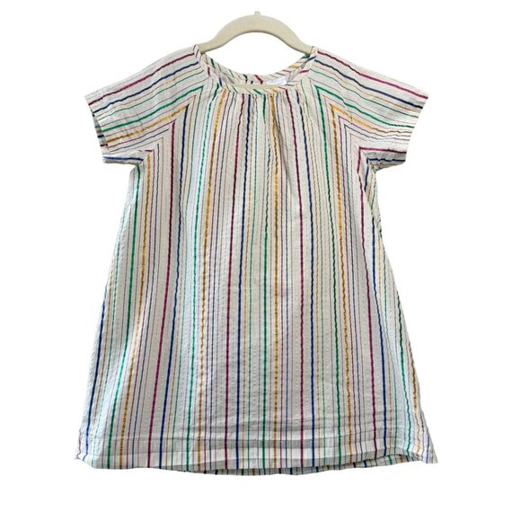 HANNA ANDERSSON Metallic Rainbow Striped Dress Girls 6-7 120 Shimmer Tunic Girl - Picture 1 of 9